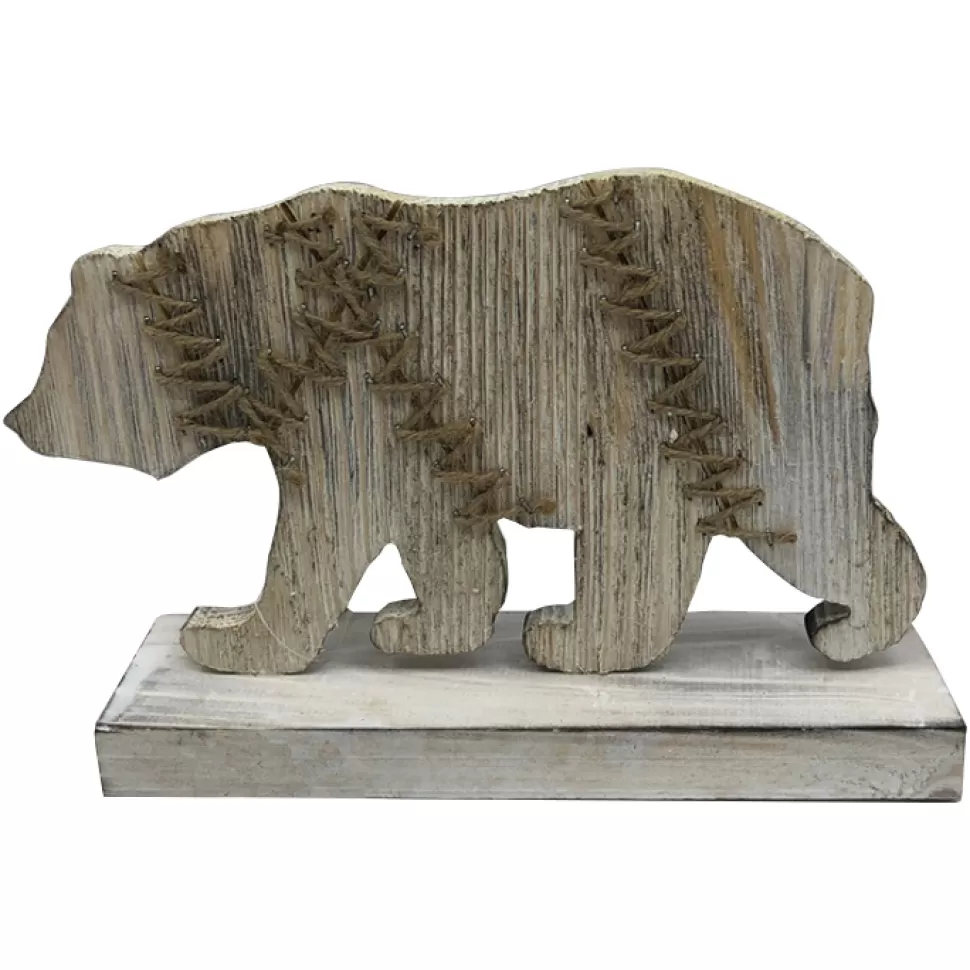 Christmas Forever BEAR BIRCH LOOK WALKING 10″X6″ WOOD LOOK W/ BASE & STITCH PATTERN