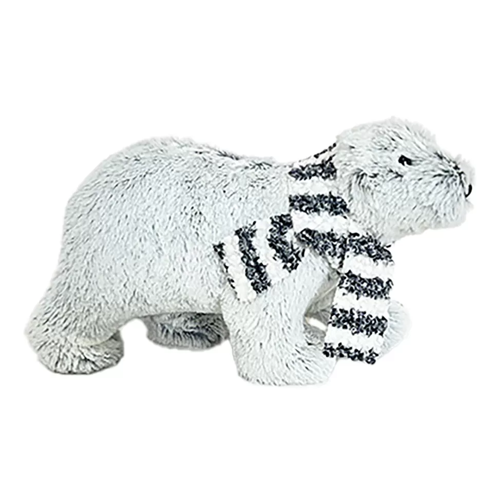 Christmas Forever BEAR GRAY STANDING PLUSH 6.5″ W/ BLACK/WHITE SCARF