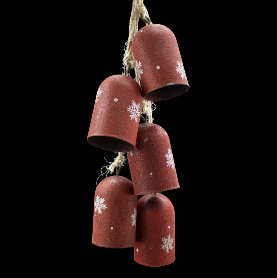 Christmas Forever BELL RED 14.5″ X5 DOOR HANGER ANTIQUE FINISH