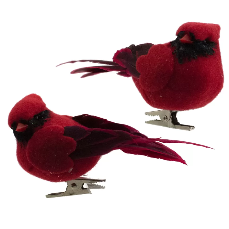 Christmas Forever BIRD RED CARDINAL 4.25″ W/ CLIP 2/S