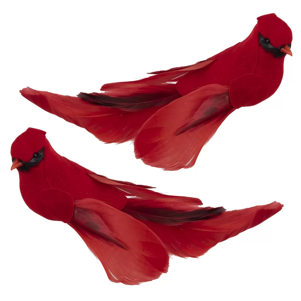 Christmas Forever BIRD RED CARDINAL 8″ W/ CLIP 2/S