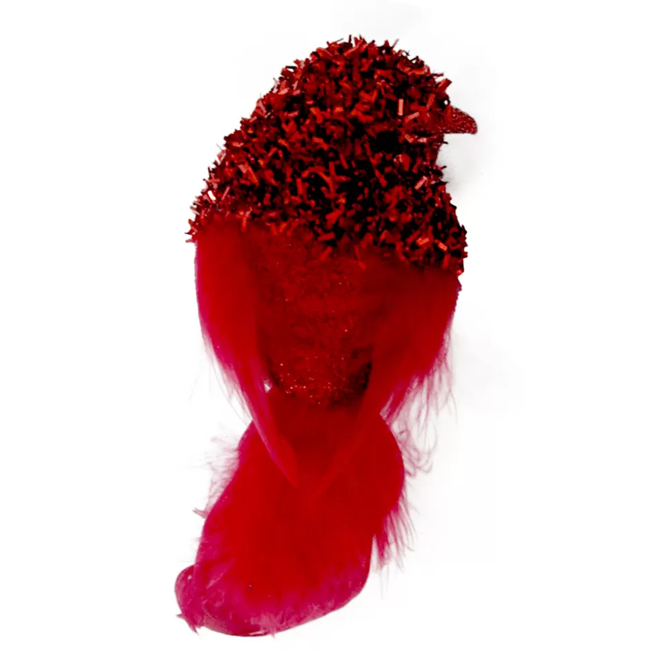 Christmas Forever BIRD RED FEATHERS 6″ SEQUINS
