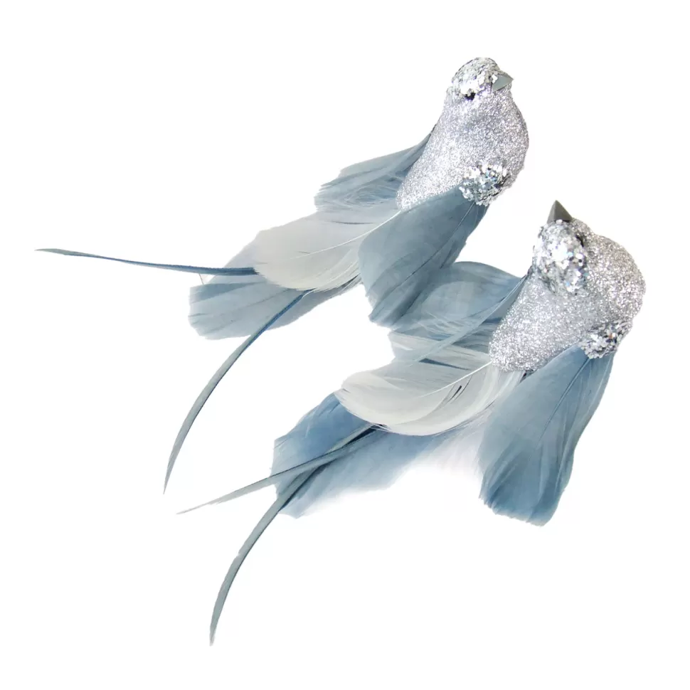 Christmas Forever BIRD SILVER 6.5″ W/ GLITTER 2/S W/ CLIP