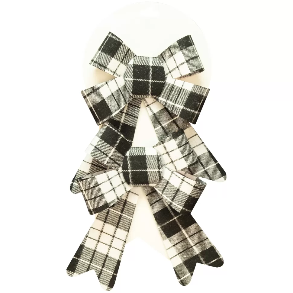 Christmas Forever BOW BLACK/ WHITE PLAID 5.5″ X 7″ 2PCS