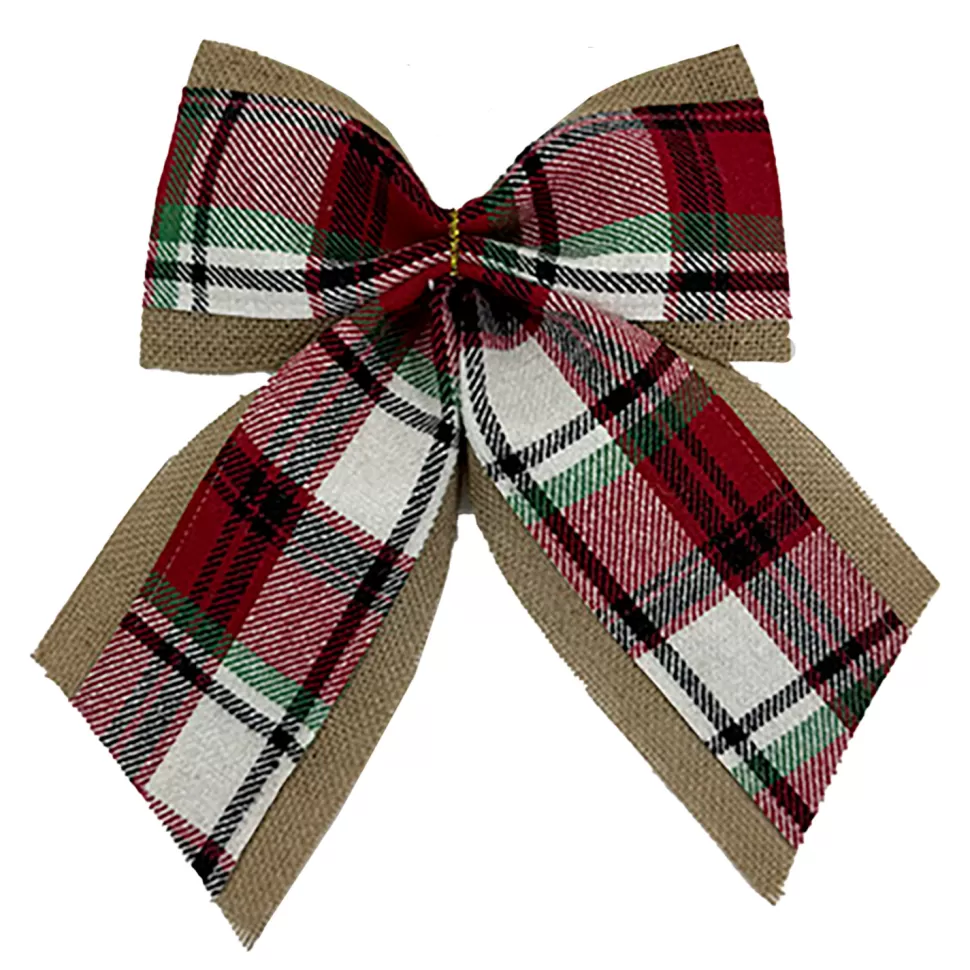 Christmas Forever BOW BULRAP/PLAID 12″