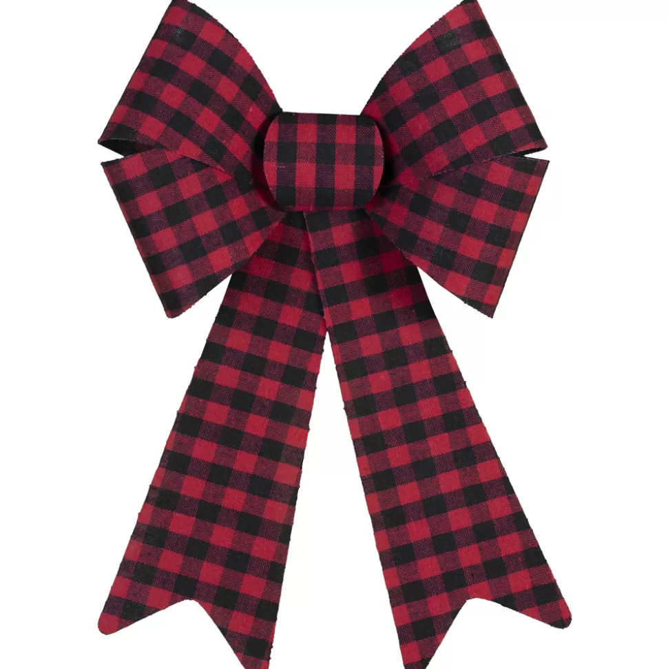 Christmas Forever BOW RED/ BLACK 9″ X 15″ BUFFALO PLAID