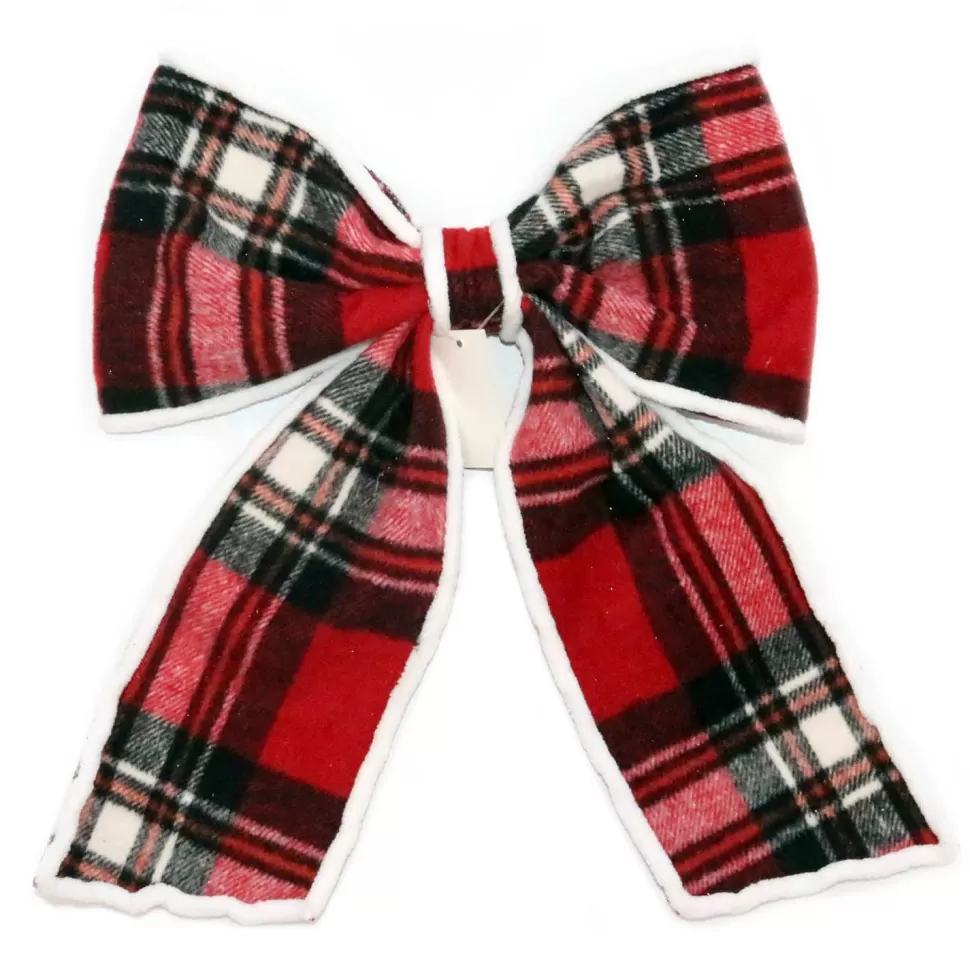 Christmas Forever BOW RED/ BLACK/ WHITE PLAID 11″ X14″