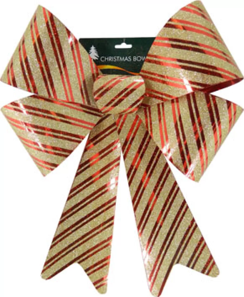 Christmas Forever BOW RED/ GOLD GLITTER 14″ X 20″ STRIPE PATTERN