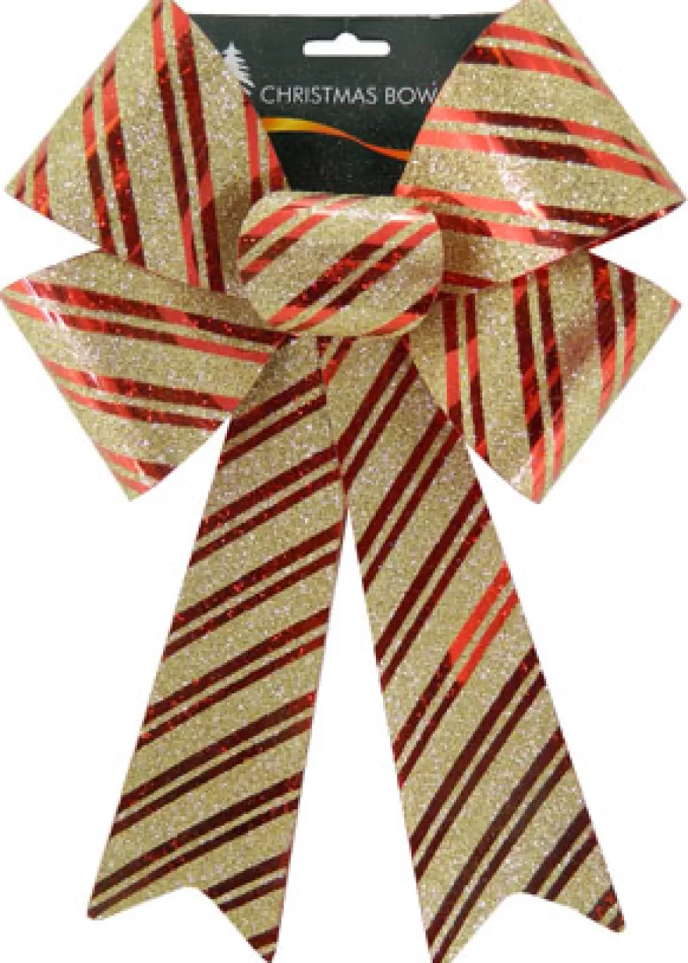 Christmas Forever BOW RED/ GOLD GLITTER 9″ X 14″ STRIPE PATTERN