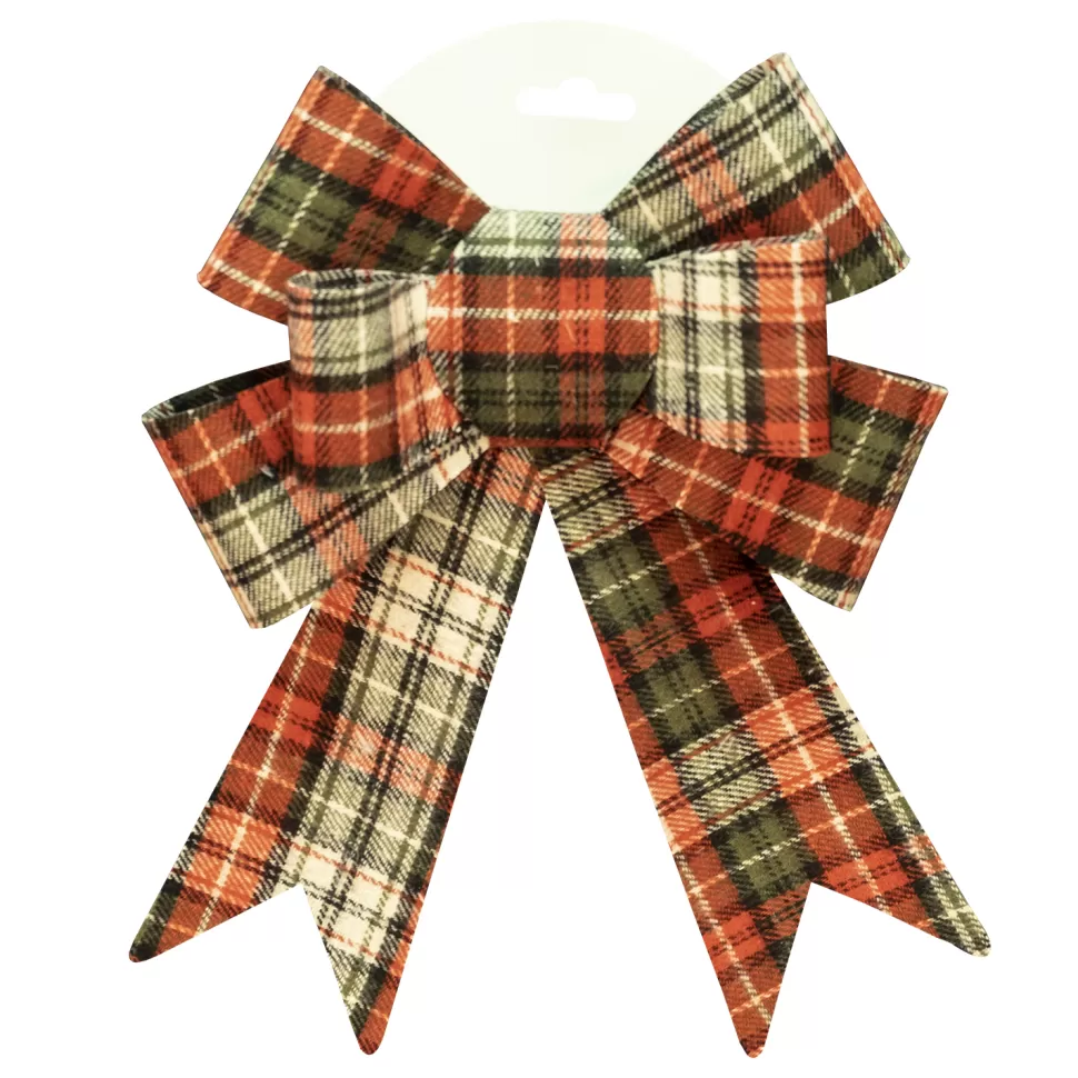 Christmas Forever BOW RED/ GREEN/ IVORY PLAID 7″ X 12″