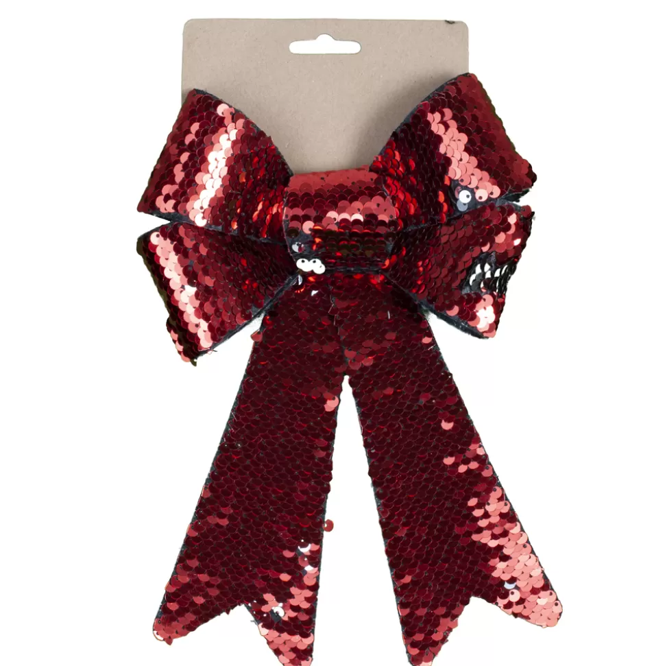 Christmas Forever BOW RED/ SILVER 2-TONE SEQUIN 6″ X 10″