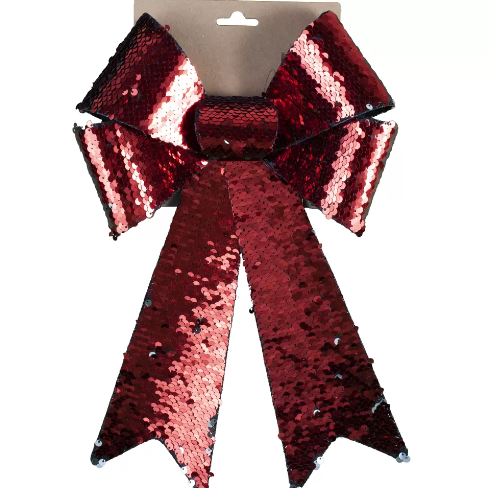 Christmas Forever BOW RED/ SILVER 2-TONE SEQUIN 9″ X 15″