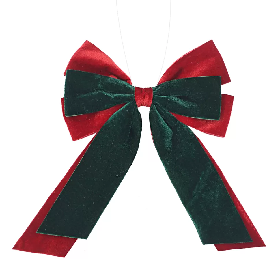 Christmas Forever BOW RED/EMERALD GREEN 10.5″x9″ VELVET