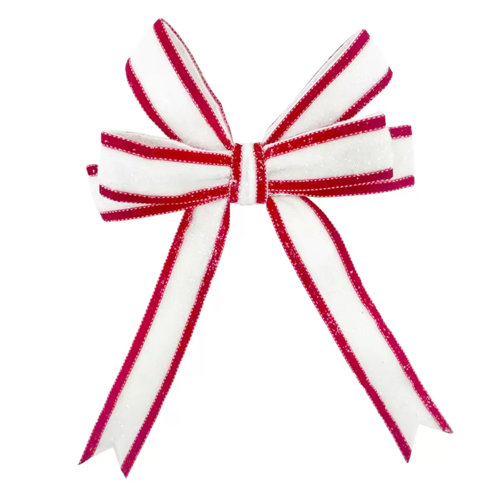 Christmas Forever BOW RED/WHITE W/ WIRE EDGE15.5″ W/ GLITTER