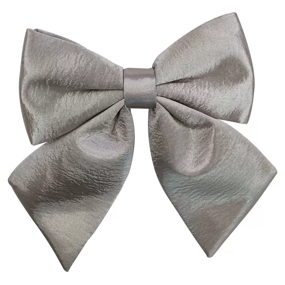 Christmas Forever BOW SPONGE/FABRIC 8.5″ SILVER