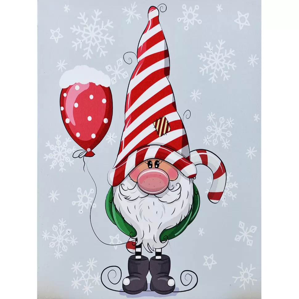 Christmas Forever CANVAS 12″X16″ 30 FIBERS GNOME HOLDING BALLOON (TMR)