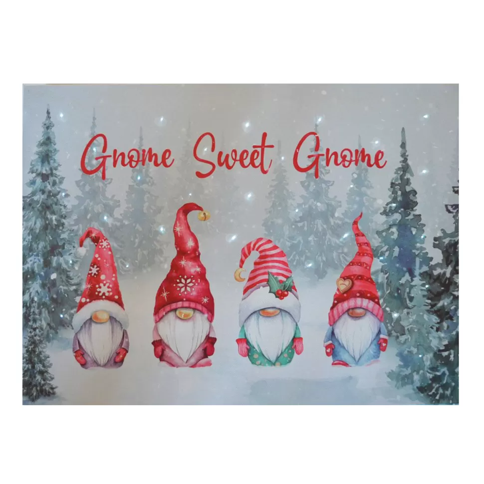Christmas Forever CANVAS 16″X12″ 30 FIBERS “GNOME SWEET GNOME” W/TIMER