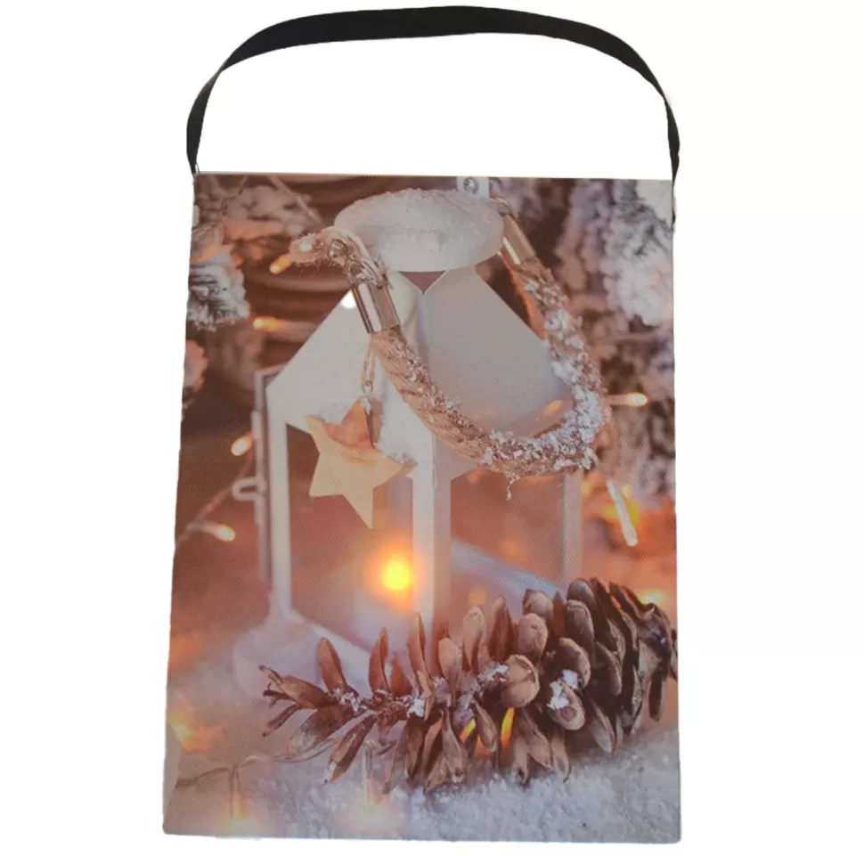 Christmas Forever CANVAS 6″X8″ 1 LED WHITE LANTERN