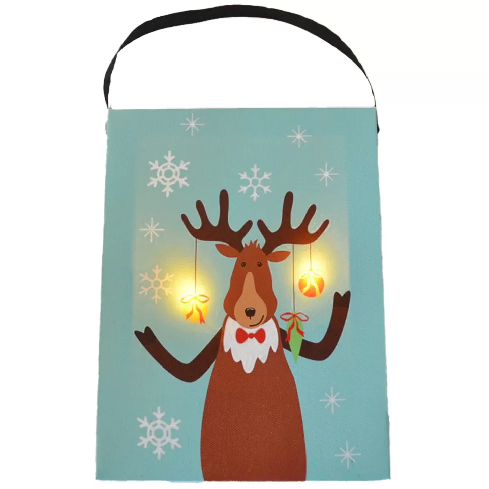 Christmas Forever CANVAS 6″X8″ 2 LED REINDEER W/ BEELS