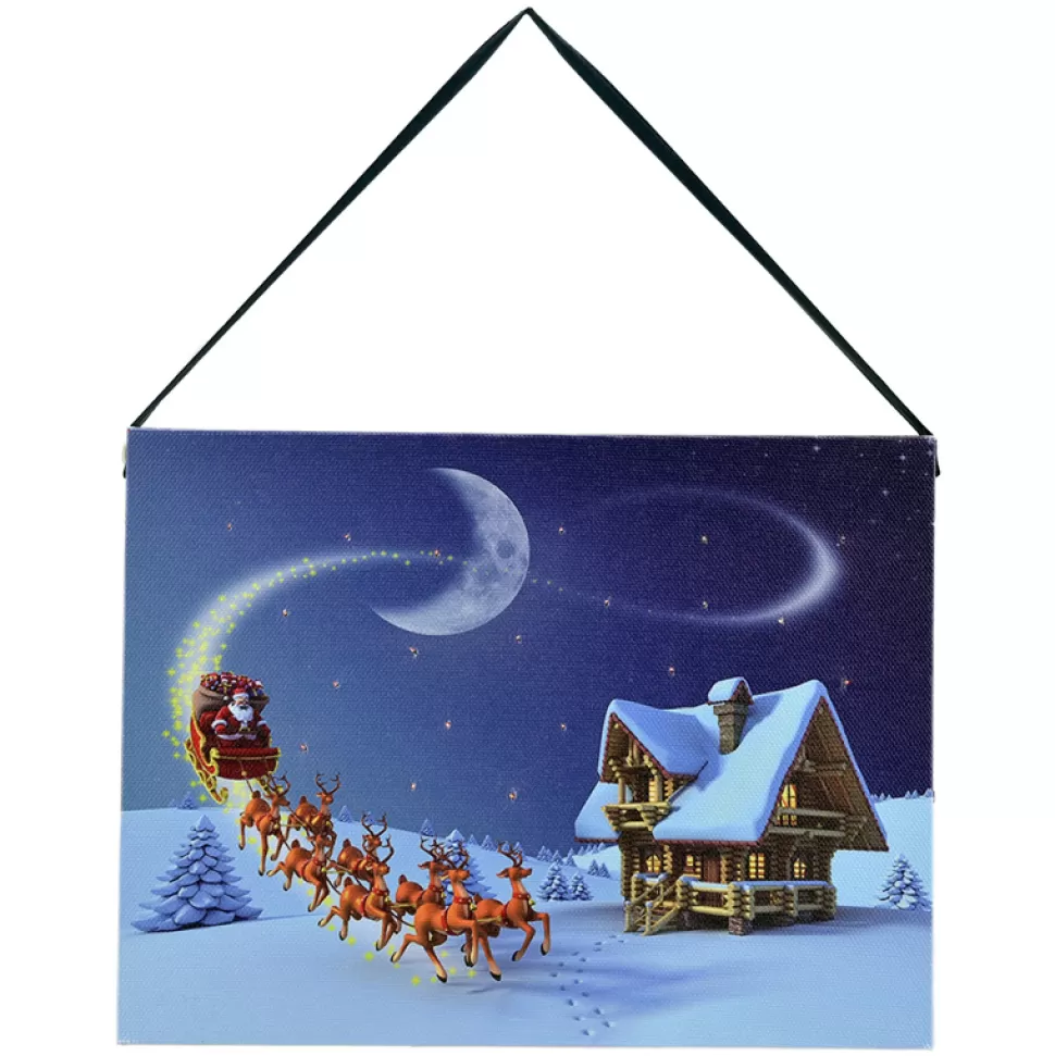 Christmas Forever CANVAS 8″X6″ 20 FIBRES SANTA’S SLEIGH W/ REINDEERS