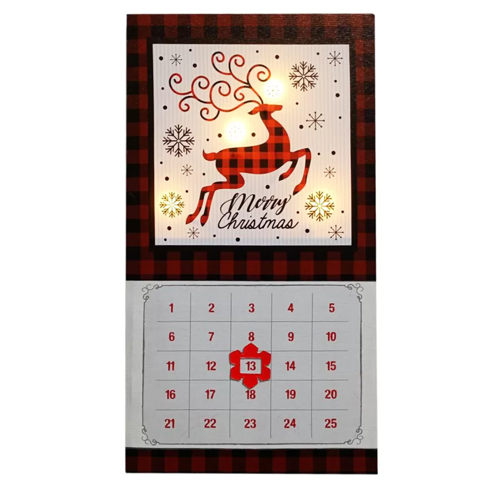 Christmas Forever CANVAS ADVENT CALENDAR 10″X17.5″ LED LIGHTS REINDEER