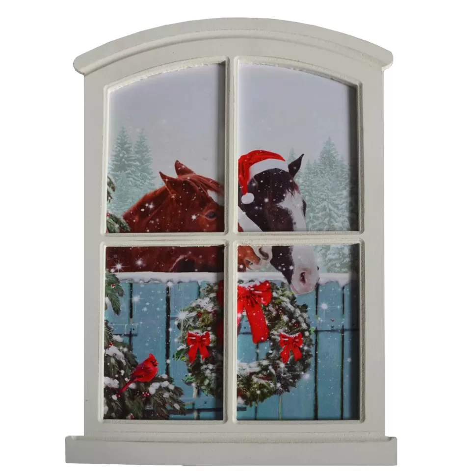 Christmas Forever CANVAS W/ FRAME 16″X23″30 FIBERS HORSES W/TIMER