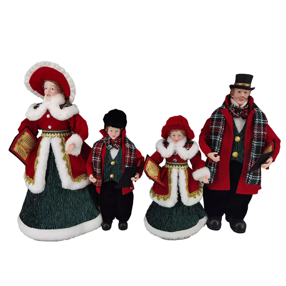 Kids Christmas Forever CAROLER FAMILY 4PC 13″-18″ RED/GREEN/BLACK