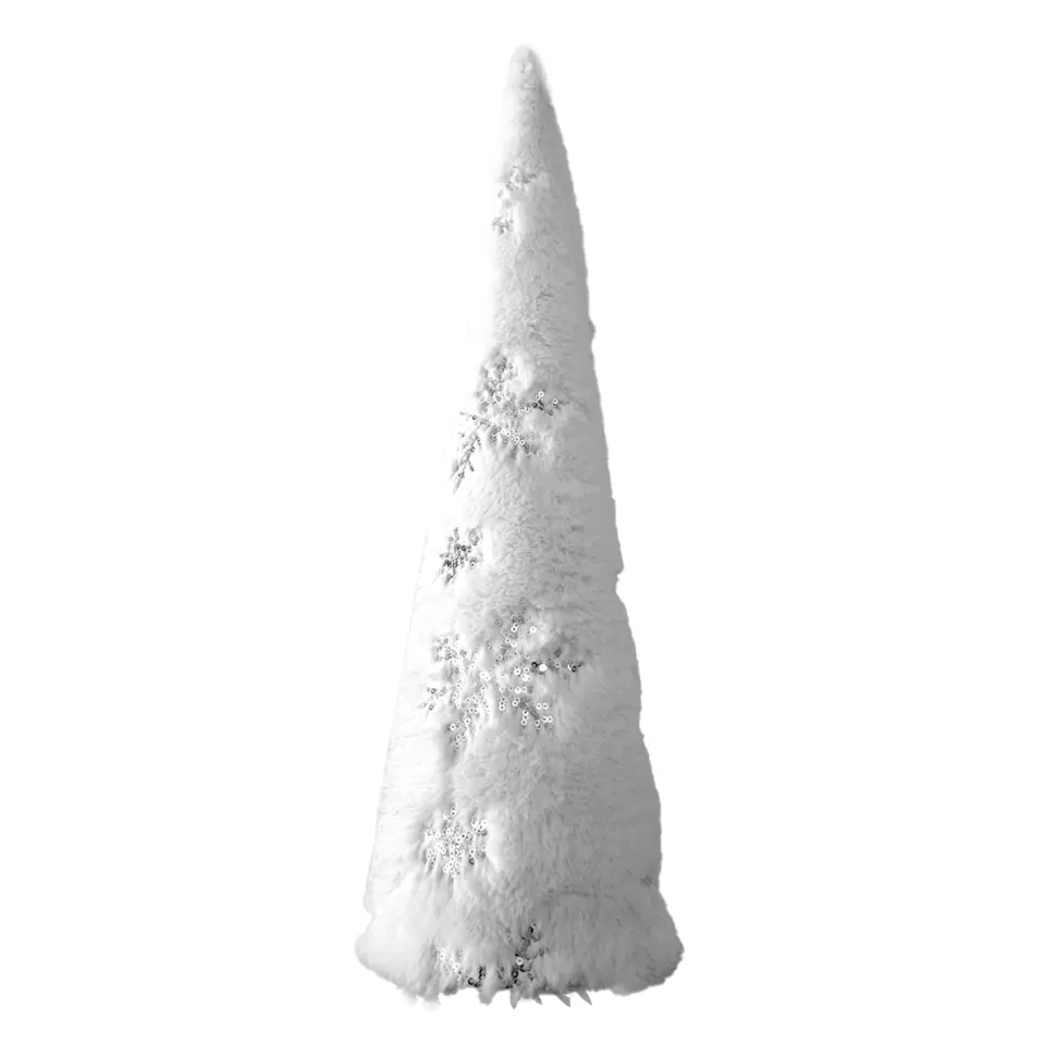 Christmas Forever CONE TREE FUR FUBRIC 20″ WITH SILVER SNOWFLAKE