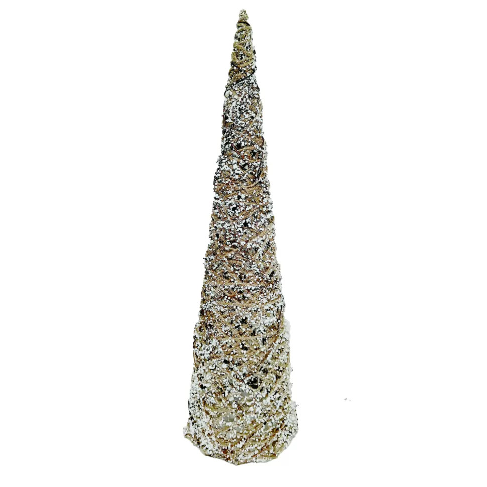 Christmas Forever CONE TREE NATURAL ROPE 19.5″ SNOW FROSTING