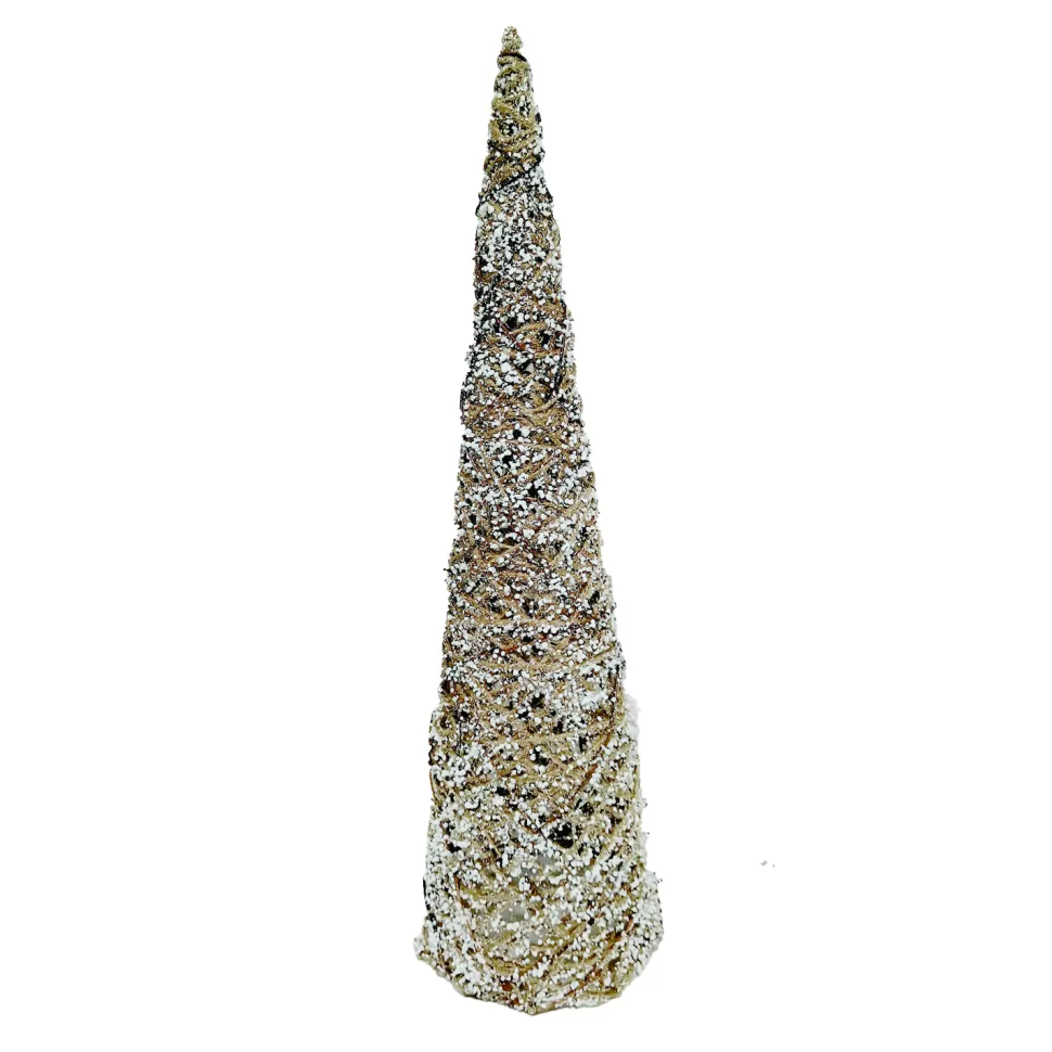 Christmas Forever CONE TREE NATURAL ROPE 23.5″ SNOW FROSTING
