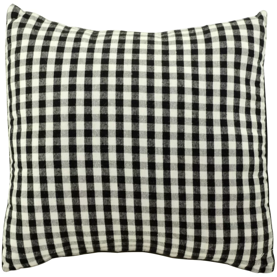 Christmas Forever CUSHION DECORATIVE 14″ X 14″ WHITE/ BLACK CHECK