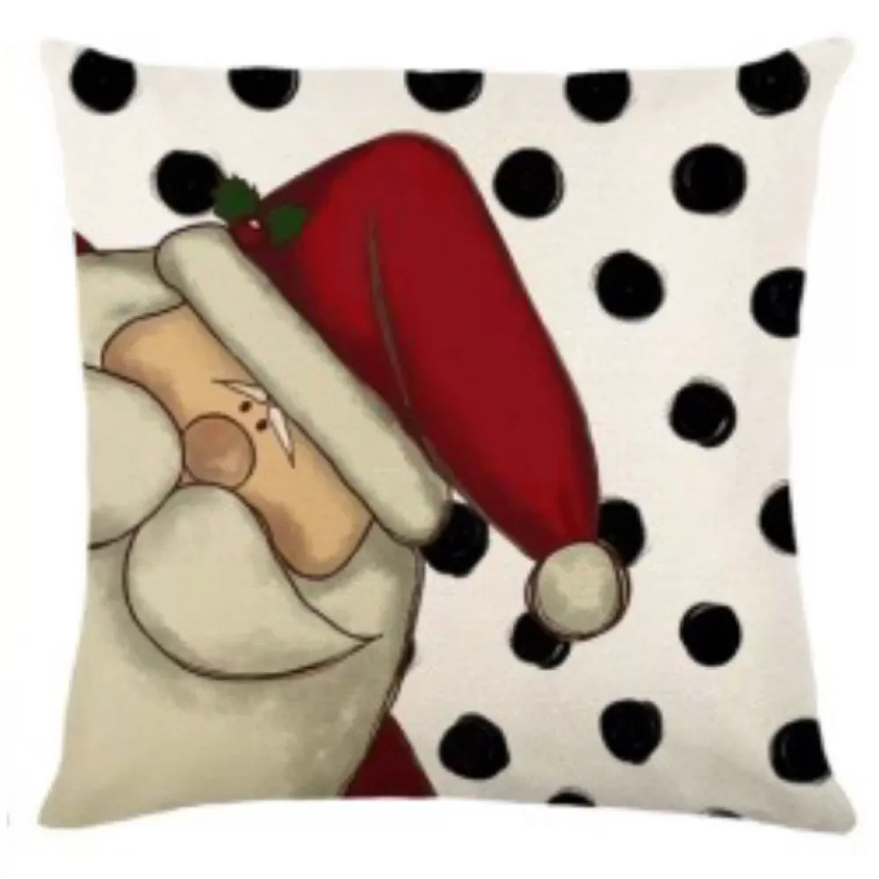 Christmas Forever CUSHION DECORATIVE 16″x16″ – SANTA WHITE/RED/BLACK
