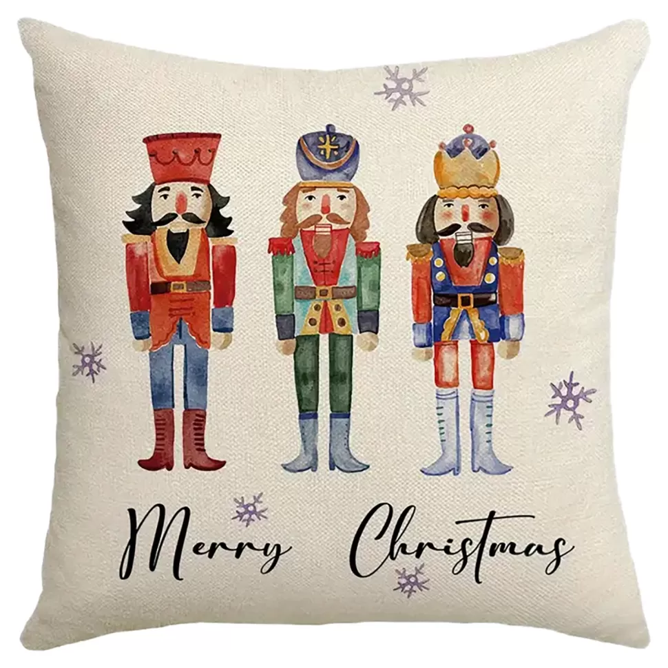 Christmas Forever CUSHION DECORATIVE 16″x16″ “MERRY CHRISTMAS” IVORY/MULTI