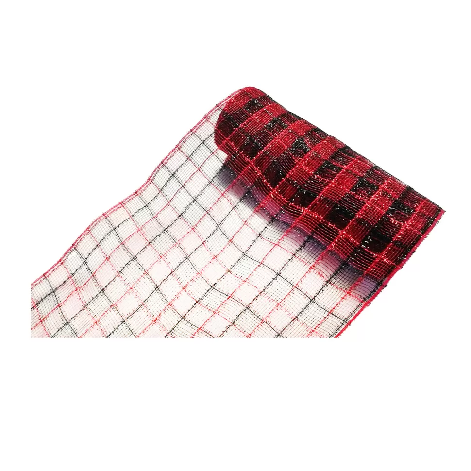 Christmas Forever DECOR MESH 10.5″X10 YDS CHK RED/BLACK CHECKERD