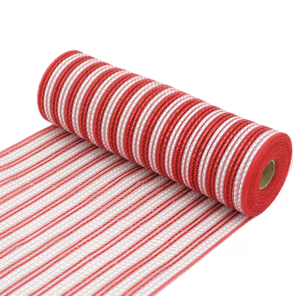 Christmas Forever DECOR MESH 10.5″x10 YDS LN RED/WHITE STRIPES