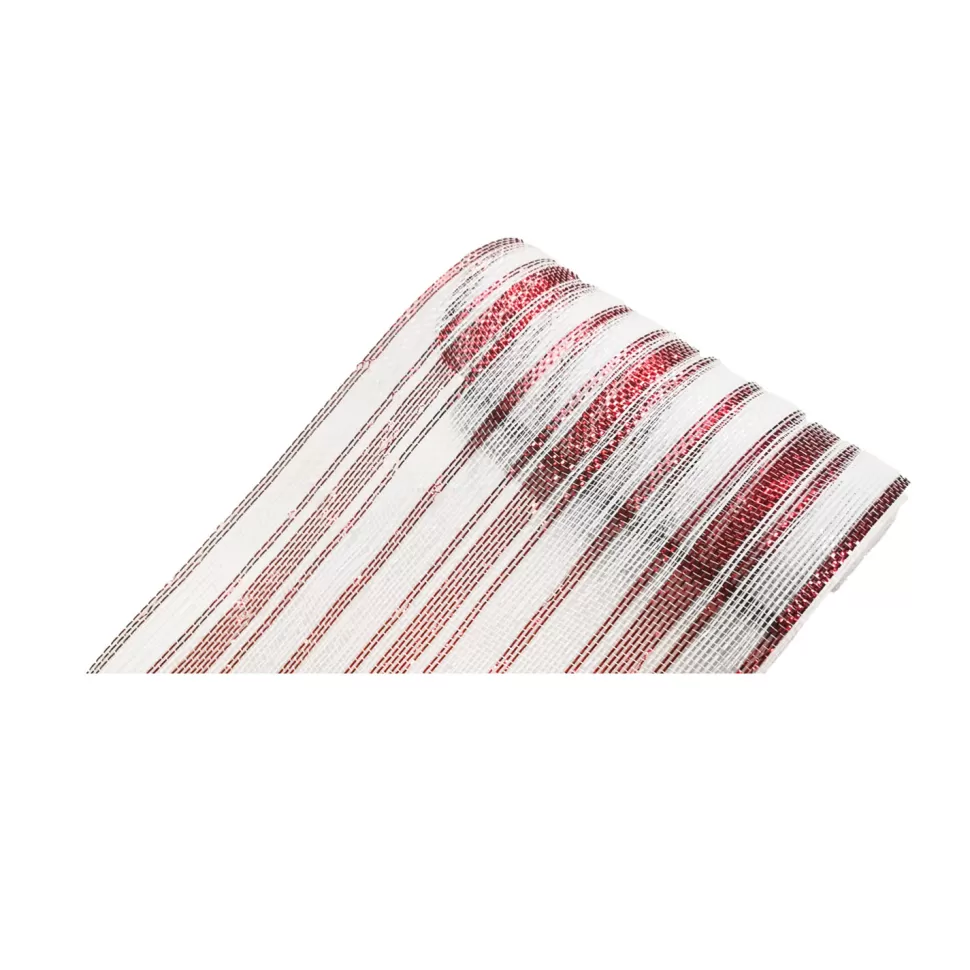Christmas Forever DECOR MESH 10.5″x10 YDS LN WHITE/RED STRIPES