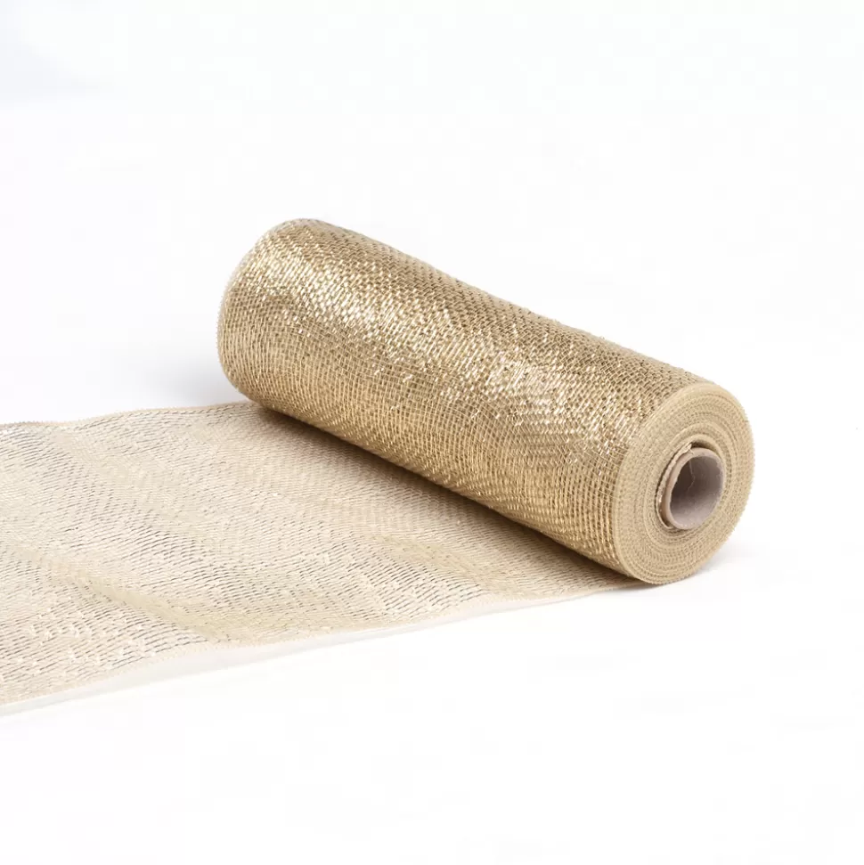 Christmas Forever DECOR MESH 10.5″x10 YDS SF CHAMPAGNE FULL SPARKLE