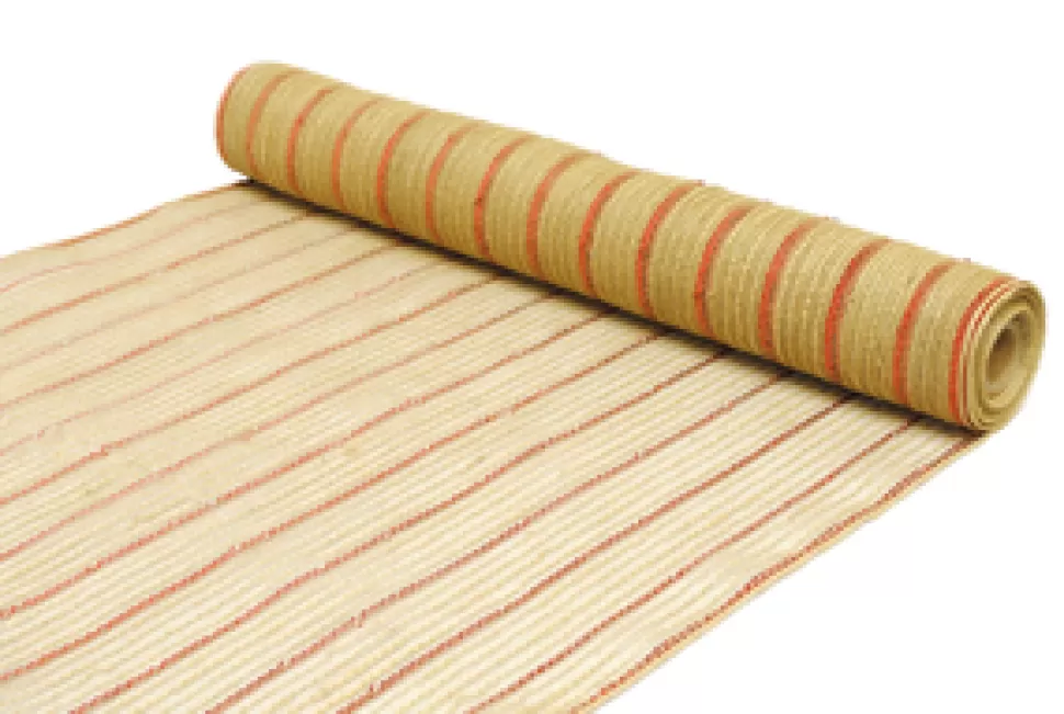 Christmas Forever DECOR MESH 21″ X 10 YDS NATURAL W/JUTE & RED STRIPES