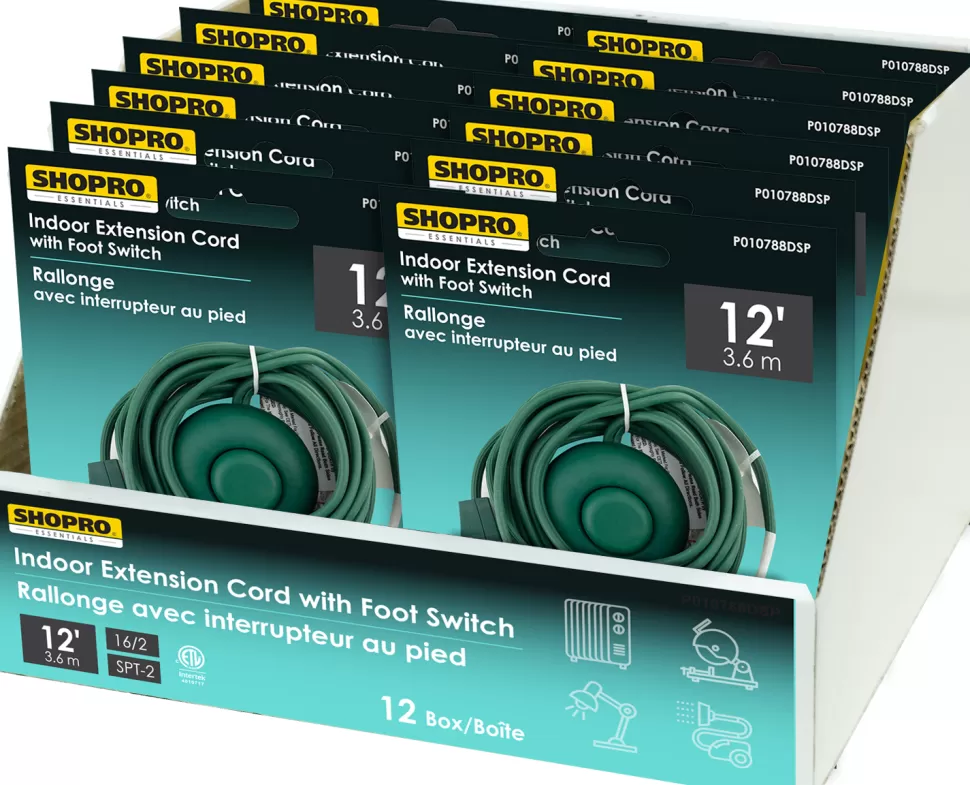 Christmas Forever EXT CORD I/D 16/2 12′ FOOT SWITCH GREEN 12PCS