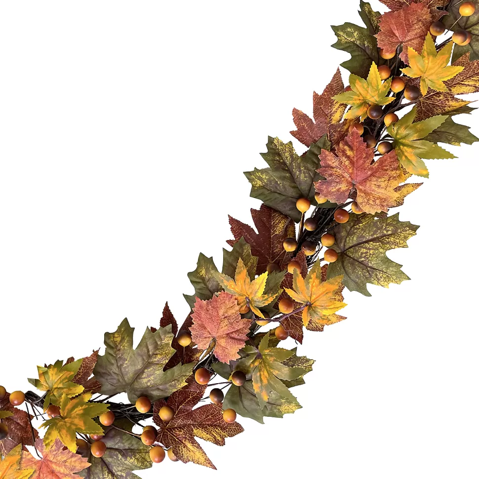 Christmas Forever FALL GARLAND 72″ MAPLE LEAF/BERRY ORANGE/MULTI
