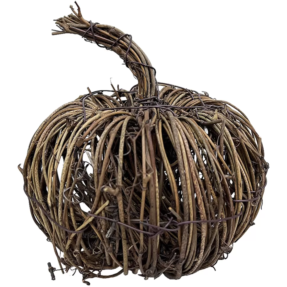 Christmas Forever FALL RATTAN PUMPKIN 140MM NATURAL /BROWN