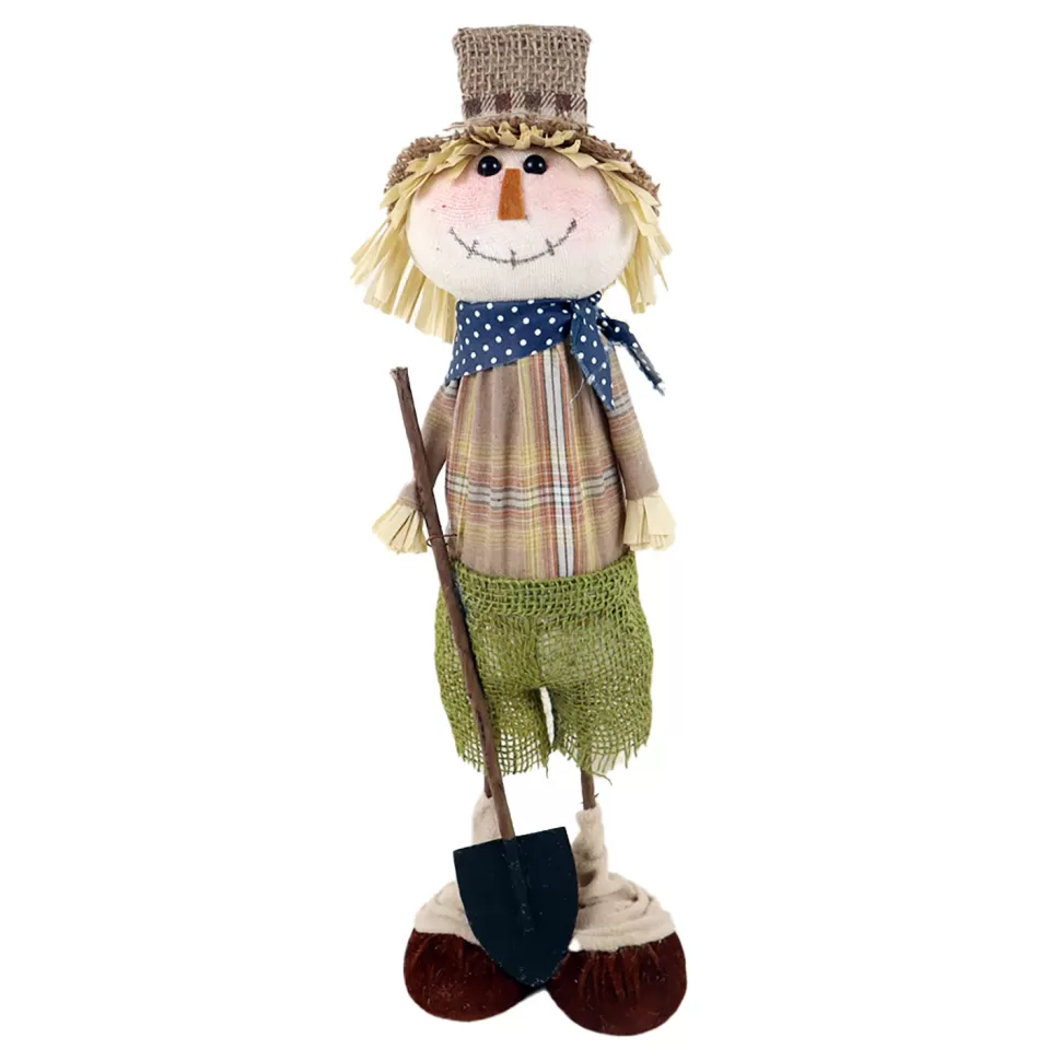 Christmas Forever FALL SCARECROW 19″ HUSK & BURLAP W/ SHOVEL BROWN/MULTI