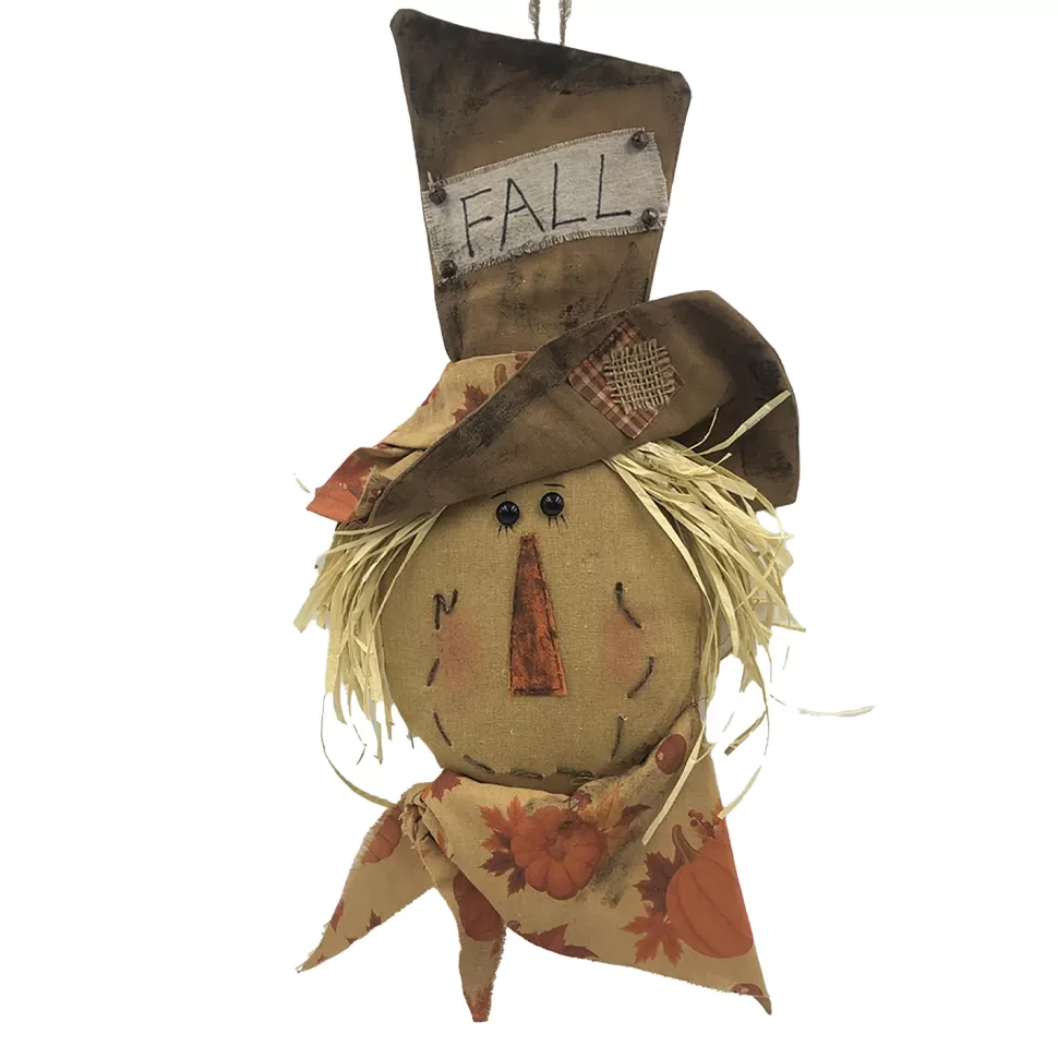 Christmas Forever FALL SCARECROW HEAD HUSK BOY HANGING 17″ ORANGE/MULTI