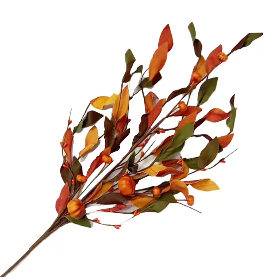 Christmas Forever FALL SPRAY LEAF W/ MINI PUMPKINS & BERRIES 31.5″ ORANGE/MULTI