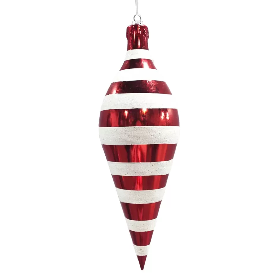 Christmas Forever FINIAL 12” STRIPES RED/WHITE