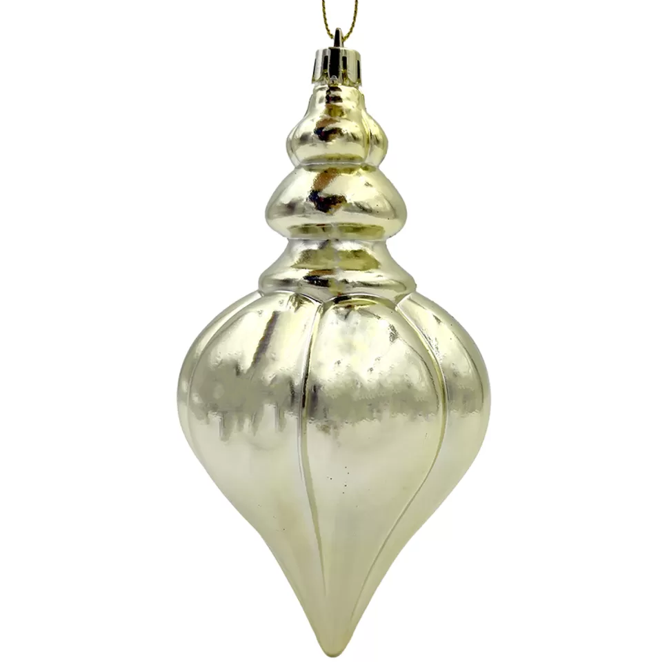 Christmas Forever FINIAL 150MM/6″ SHINY GOLD RIBBED
