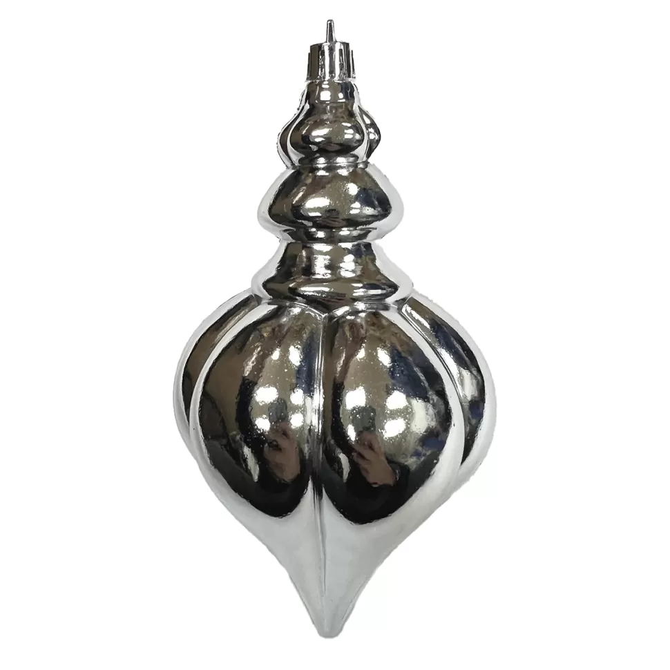 Christmas Forever FINIAL 150MM/6″ SHINY SILVER RIBBED
