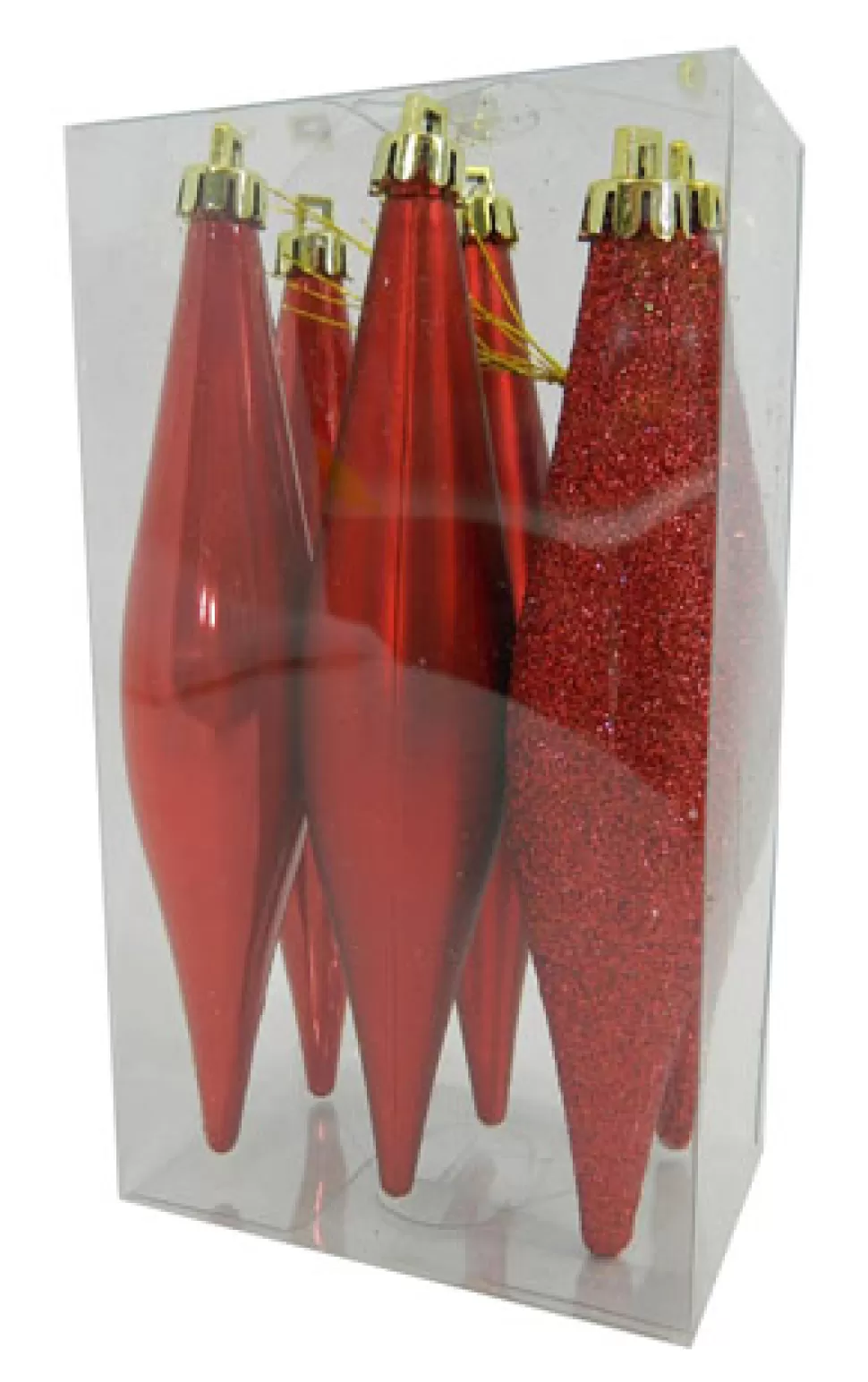 Christmas Forever FINIALS BOXED 6PC 140MM RED PEARLIZED /MATT /GLITTER