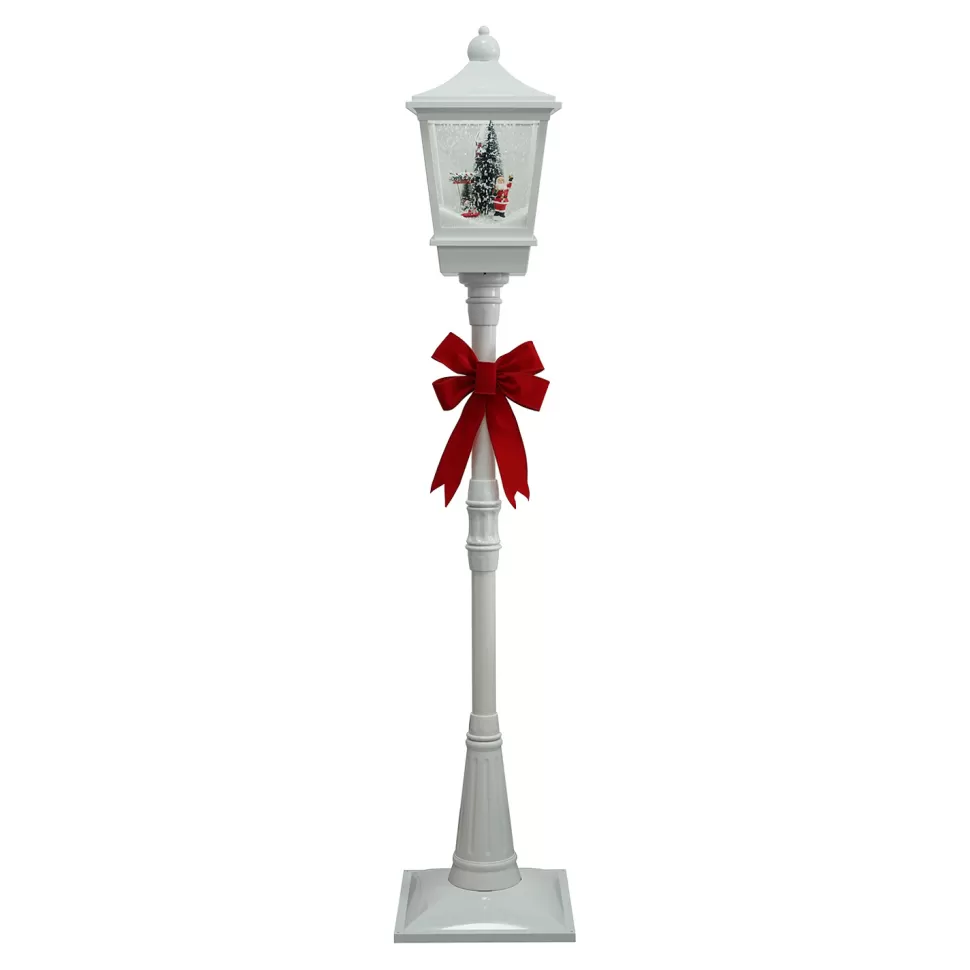 Christmas Forever FLOOR LANTERN WITH SANTA & CHILD SWING SNOWING SCENE 72″