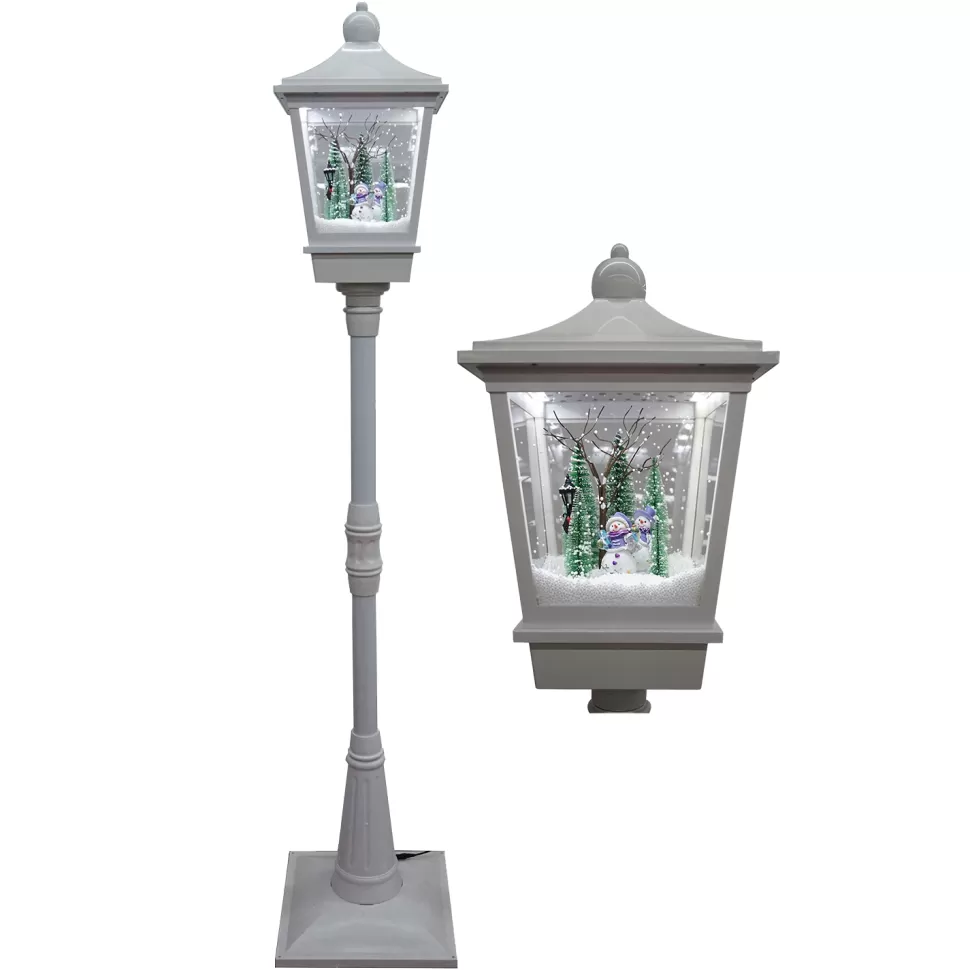 Christmas Forever FLOOR LANTERN WITH SNOWMAN SNOWING SCENE 74″